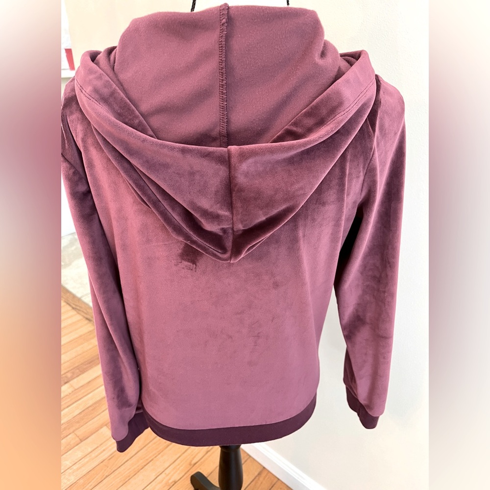 VS Pink Burgundy Velvet Hoodie-Small - Picture 2 of 3